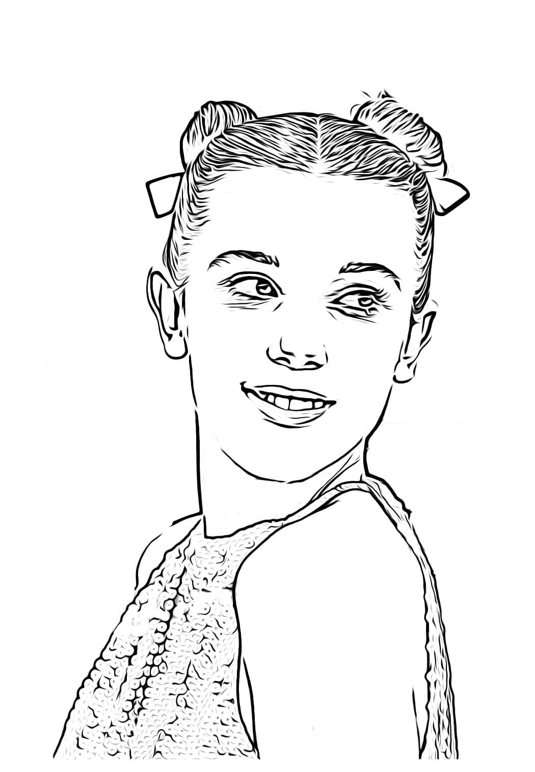 Cute eleven stranger things coloring page