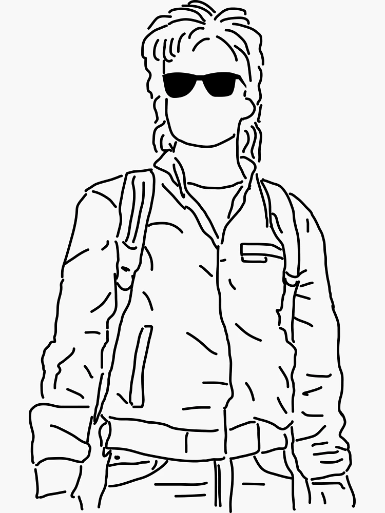 Steve harrington from netflix stranger things outline sticker for sale by joshrafg