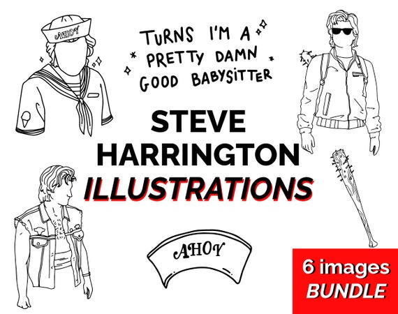 Buy steve harrington bundle illustrations from stranger things illustration digital download descarga digital in jpg png eps and ai online in india