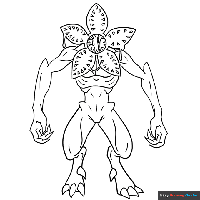 The demogorgon from stranger things coloring page easy drawing guides