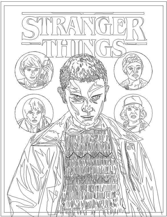 Stranger things coloring page printable coloring books cat coloring book stranger things sticker
