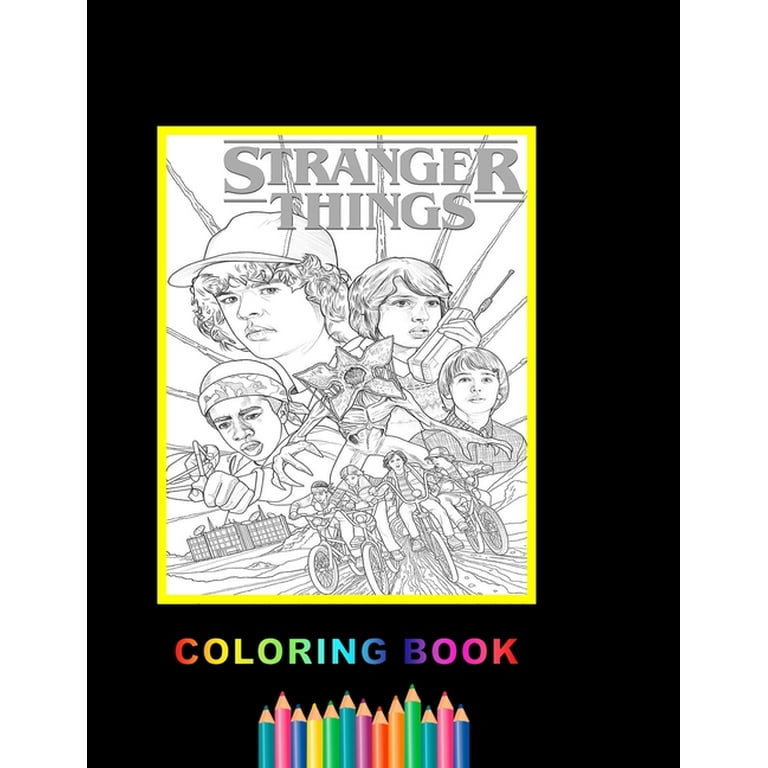 Stranger things coloring book over pages of high quality stranger things colouring designs for kids and adults