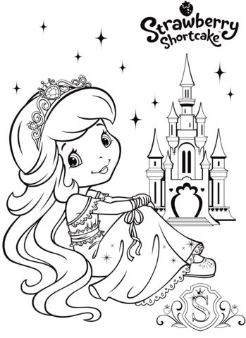 Strawberry shortcake and strawberry castle coloring page strawberry shortcake coloring pages mermaid coloring pages princess coloring pages