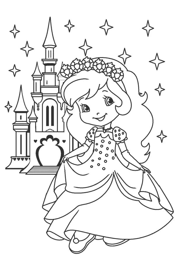 Strawberry shortcake and castle coloring page