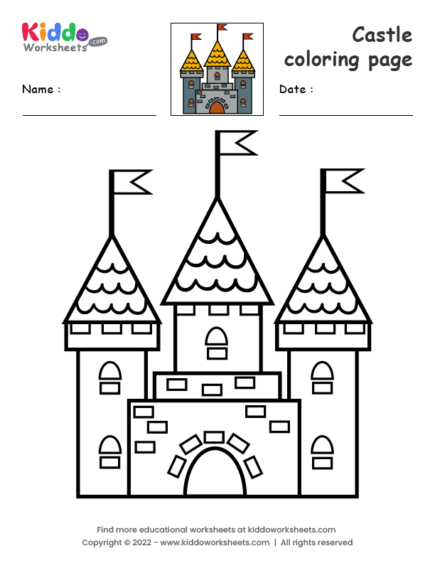 Free printable castle coloring page worksheet