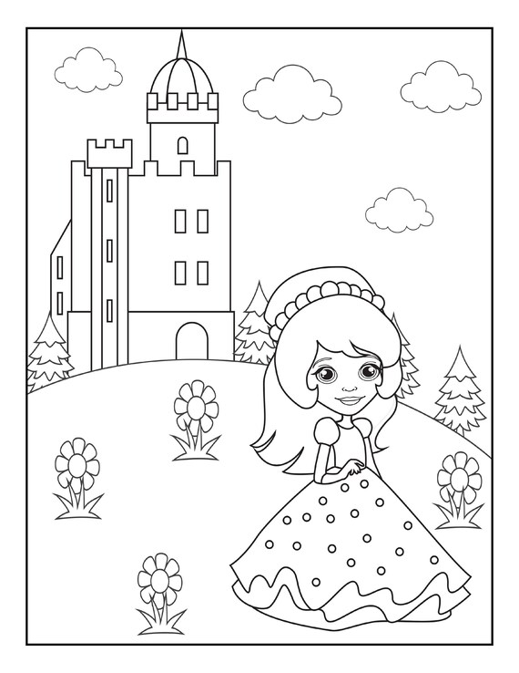 Digital download princess coloring pages pages party package series of toddler and preschool download now