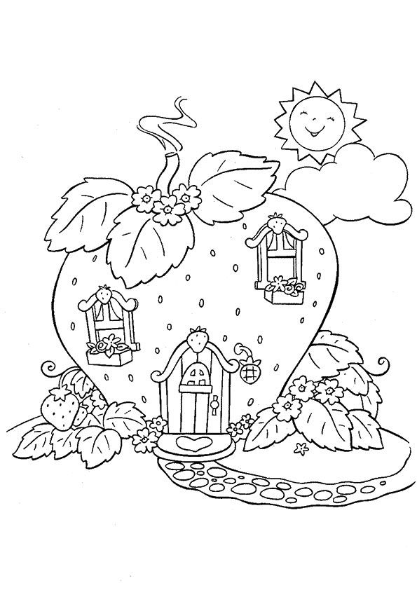 Strawberry house coloring page