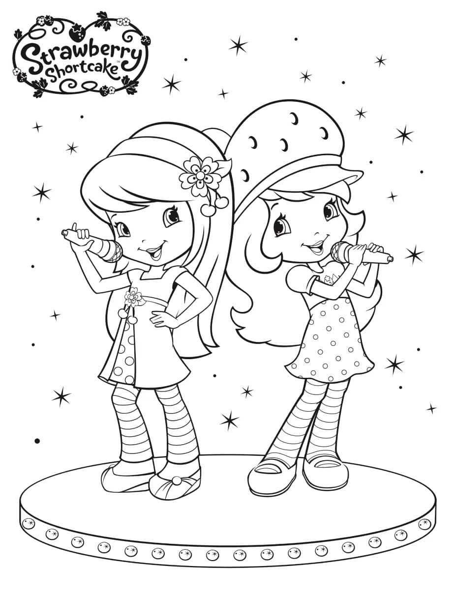 Strawberry shortcake and castle coloring page