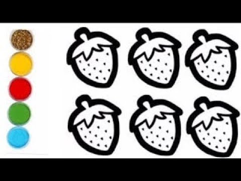 How to draw rainbow strawberry drawing for kiddraw paint coloringiabcd rhyme song for kid