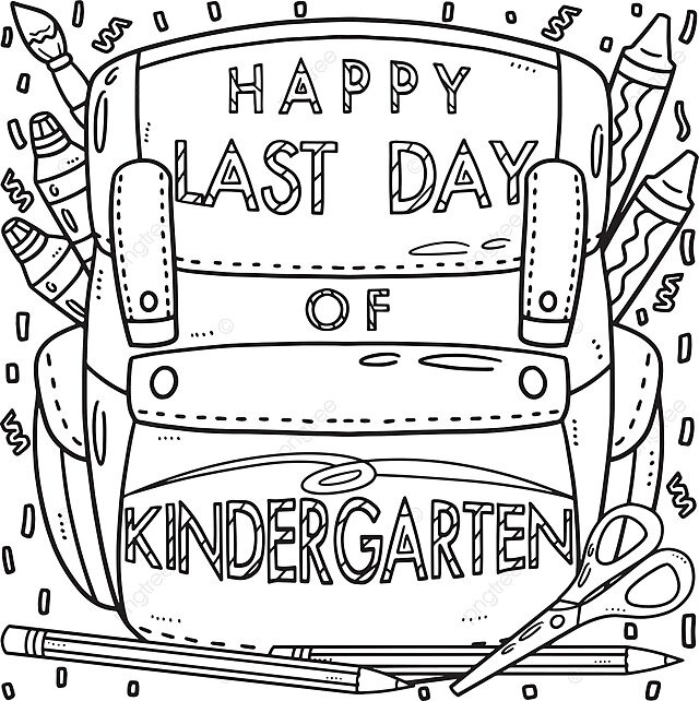 Happy last day of kindergarten coloring page sweet outline background vector sweet outline background png and vector with transparent background for free download