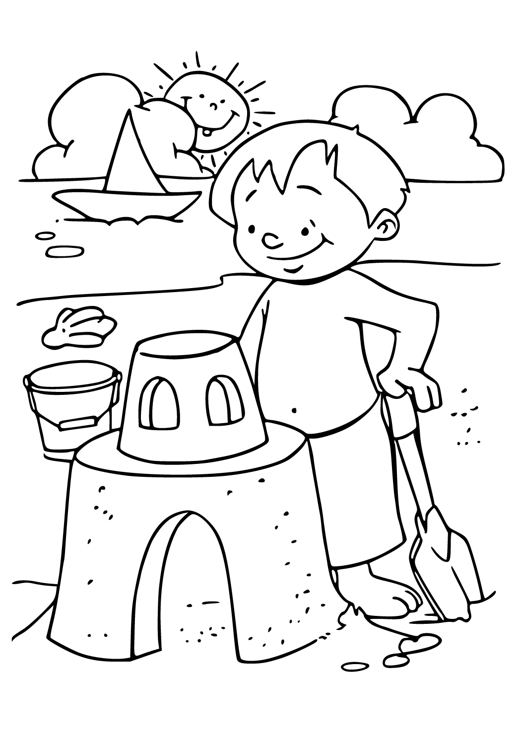 Free printable beach castle coloring page for adults and kids