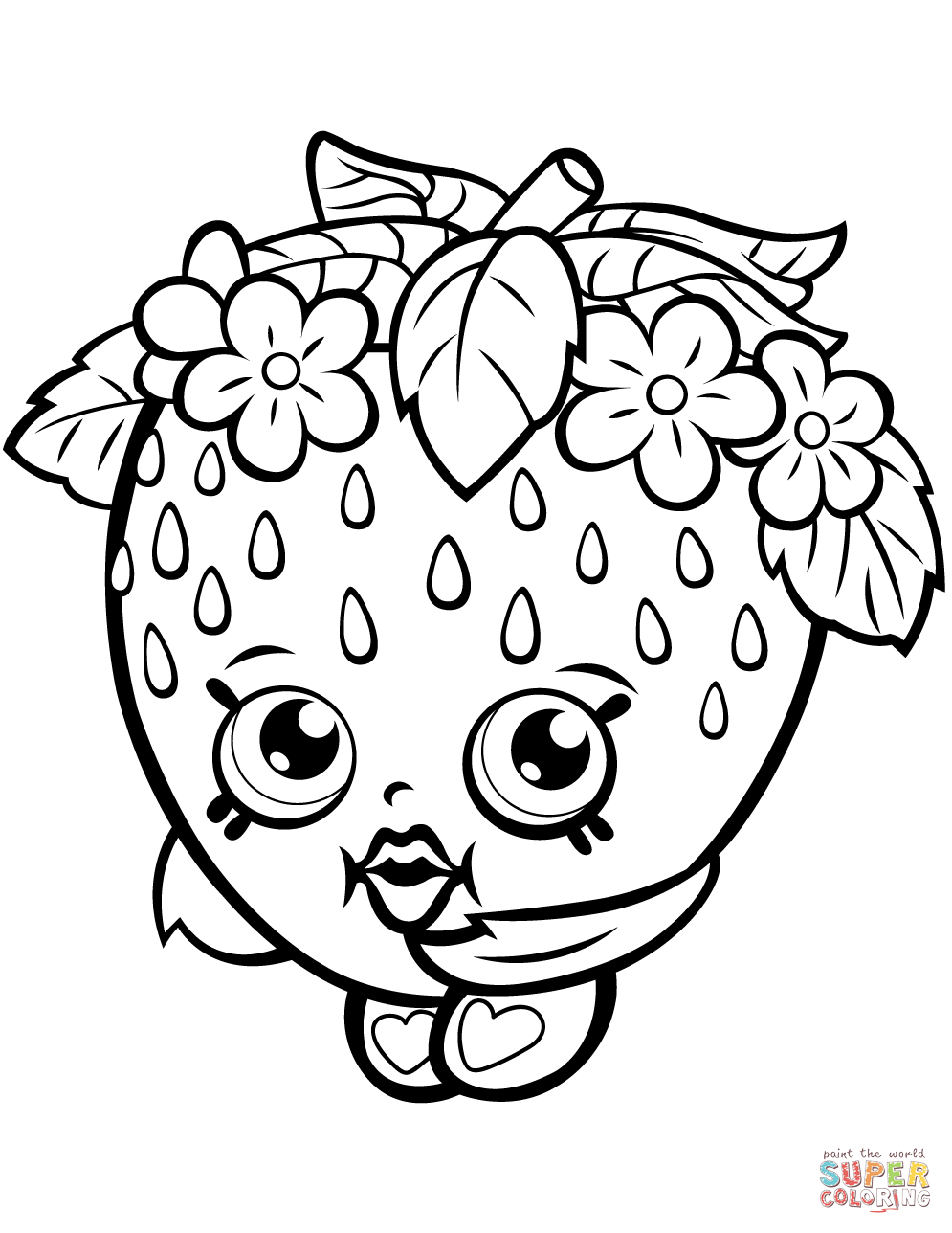 Strawberry kiss shopkin coloring page free printable coloring pages