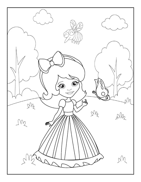 Digital download princess coloring pages pages party package series of toddler and preschool download now