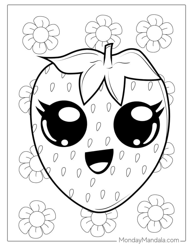 Strawberry coloring pages free pdf printables