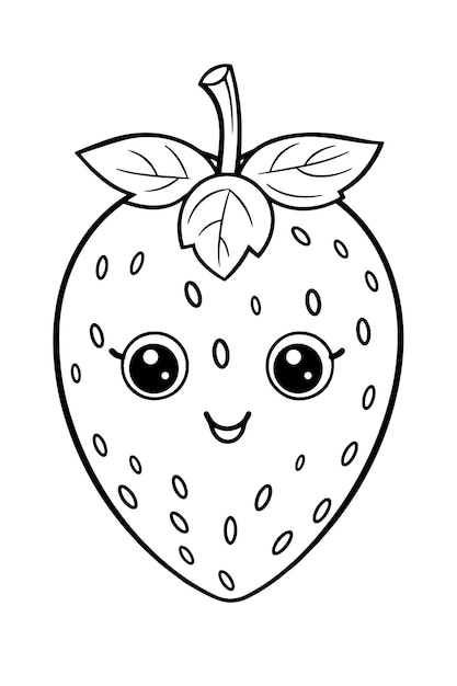 Premium vector cute strawberry coloring page