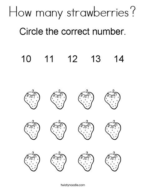 How many strawberries coloring page