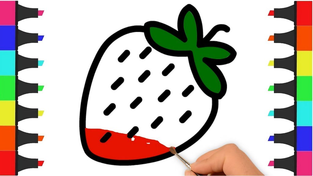 Strawberry coloring pages for kids â how to draw and colorâ