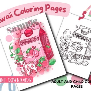 Strawberry cow kawaii coloring page kawaii strawberry printable coloring page