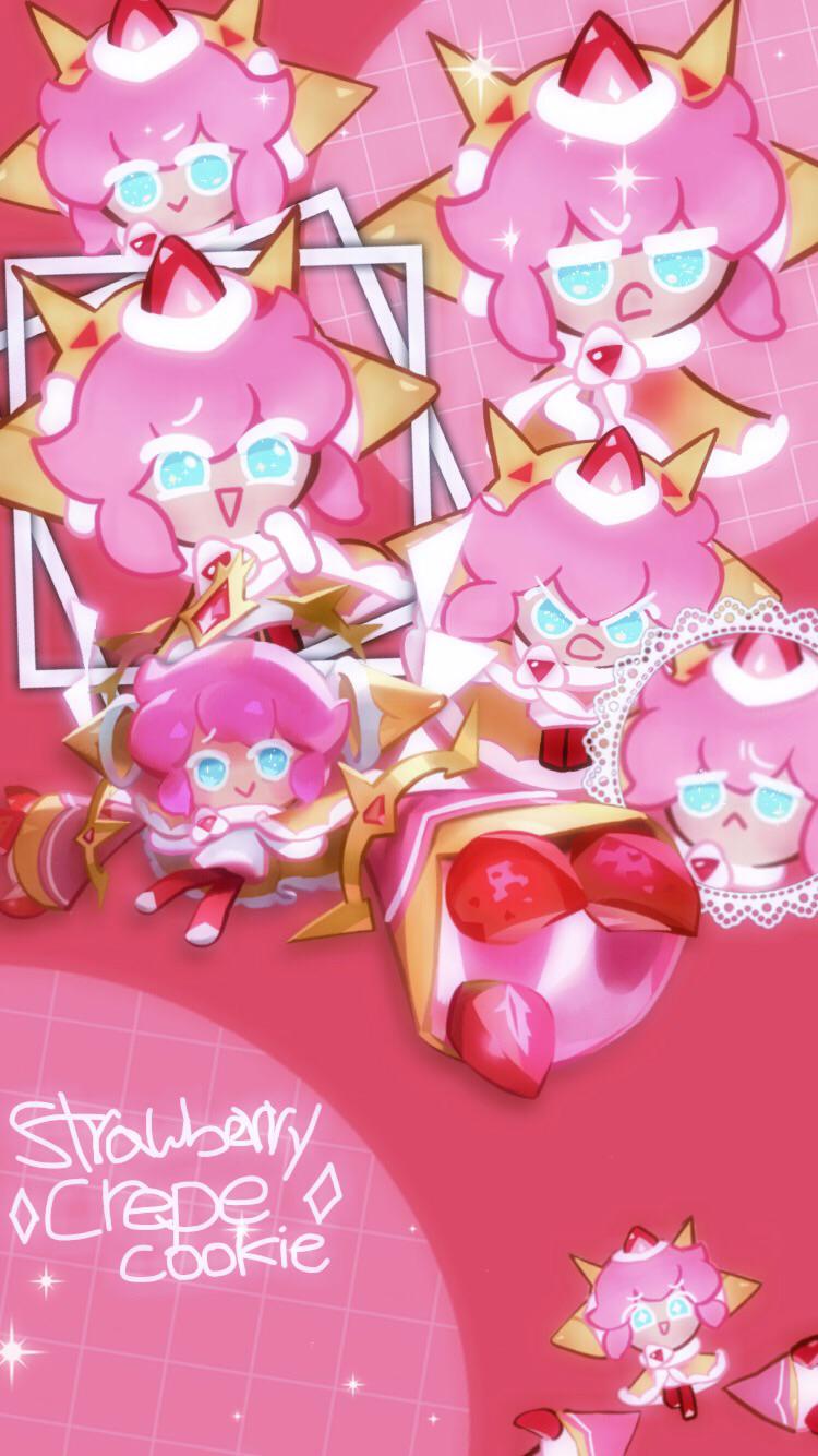 Making cookie run characters wallpapers day strawberry crepe cookie r cookierun