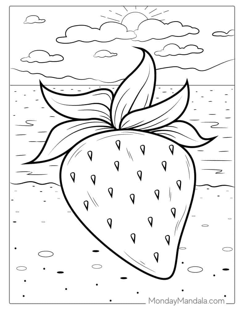 Strawberry coloring pages free pdf printables