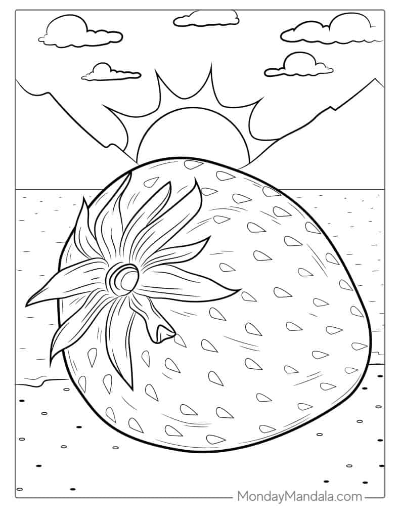 Strawberry coloring pages free pdf printables