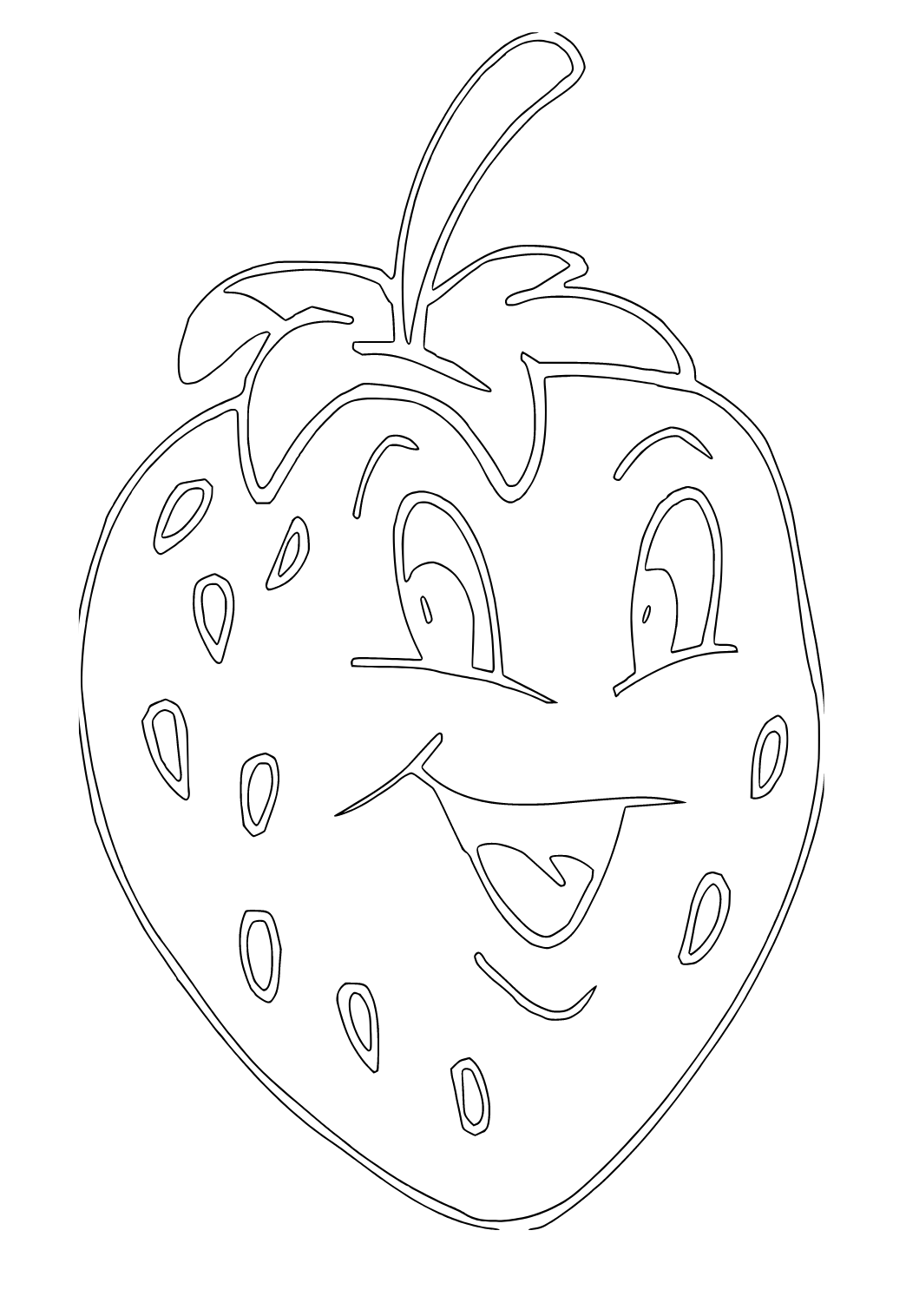 Free printable strawberry face coloring page for adults and kids