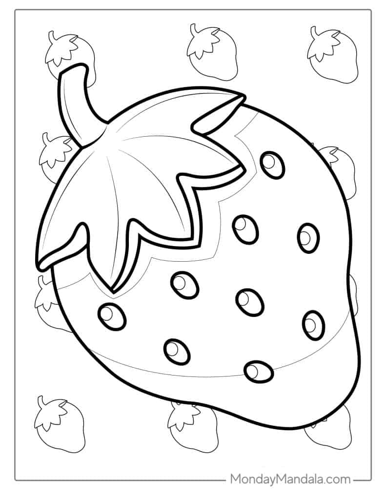 Strawberry coloring pages free pdf printables