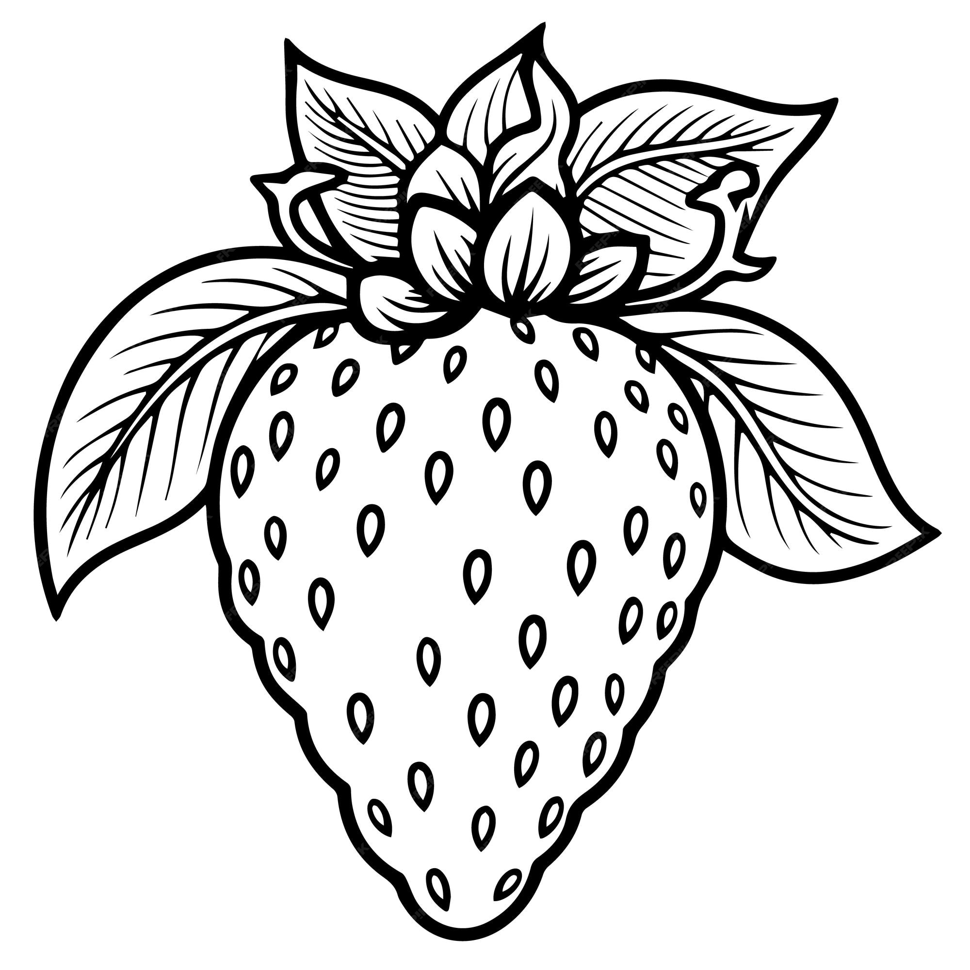 Premium vector strawberry line art coloring pages design vector illustration