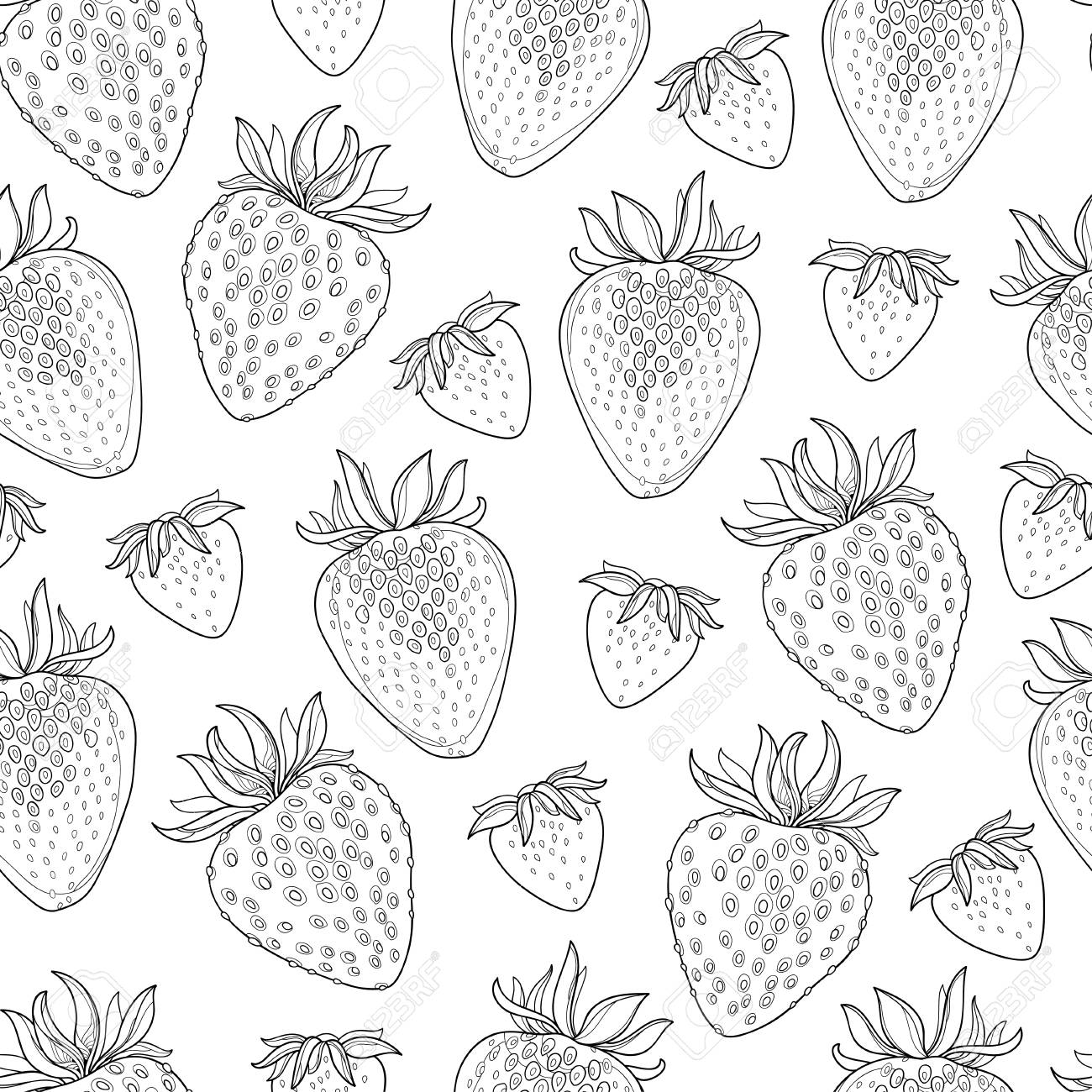 Pattern with strawberry for summer coloring book royalty free svg cliparts vectors and stock illustration image