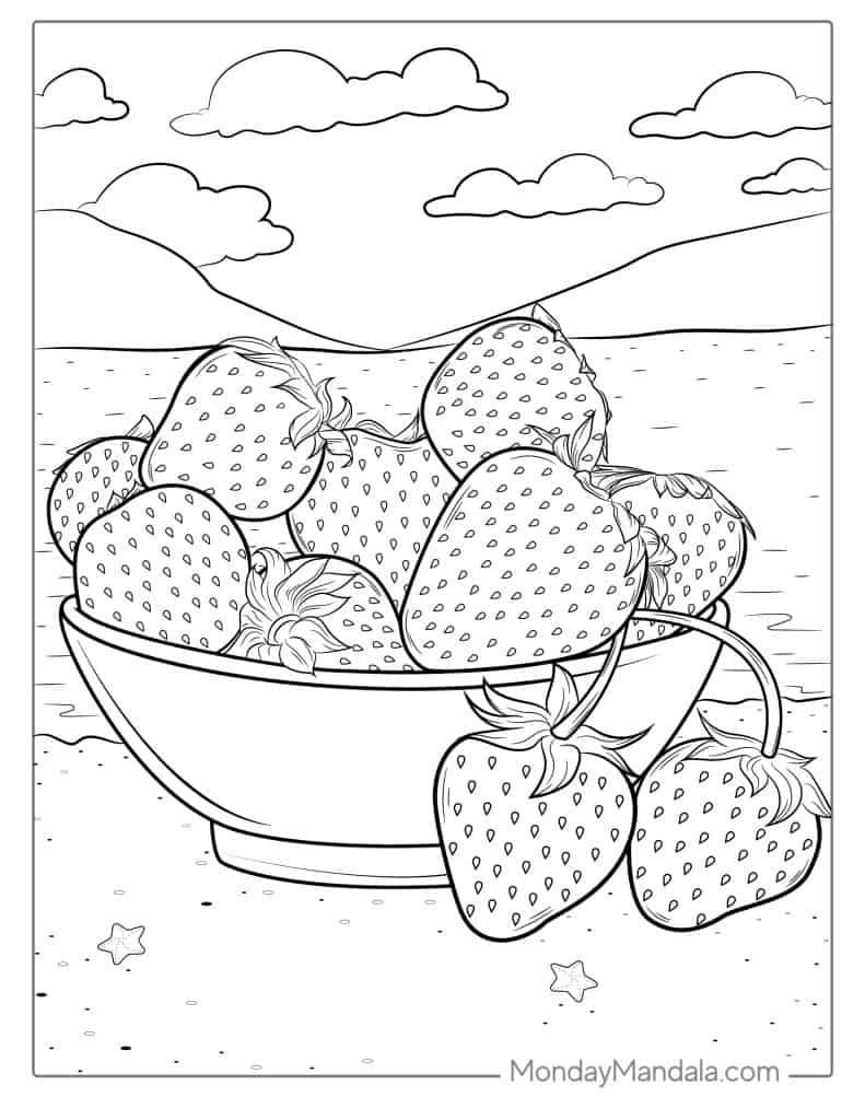 Strawberry coloring pages free pdf printables