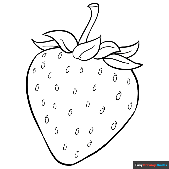 Strawberry coloring page easy drawing guides