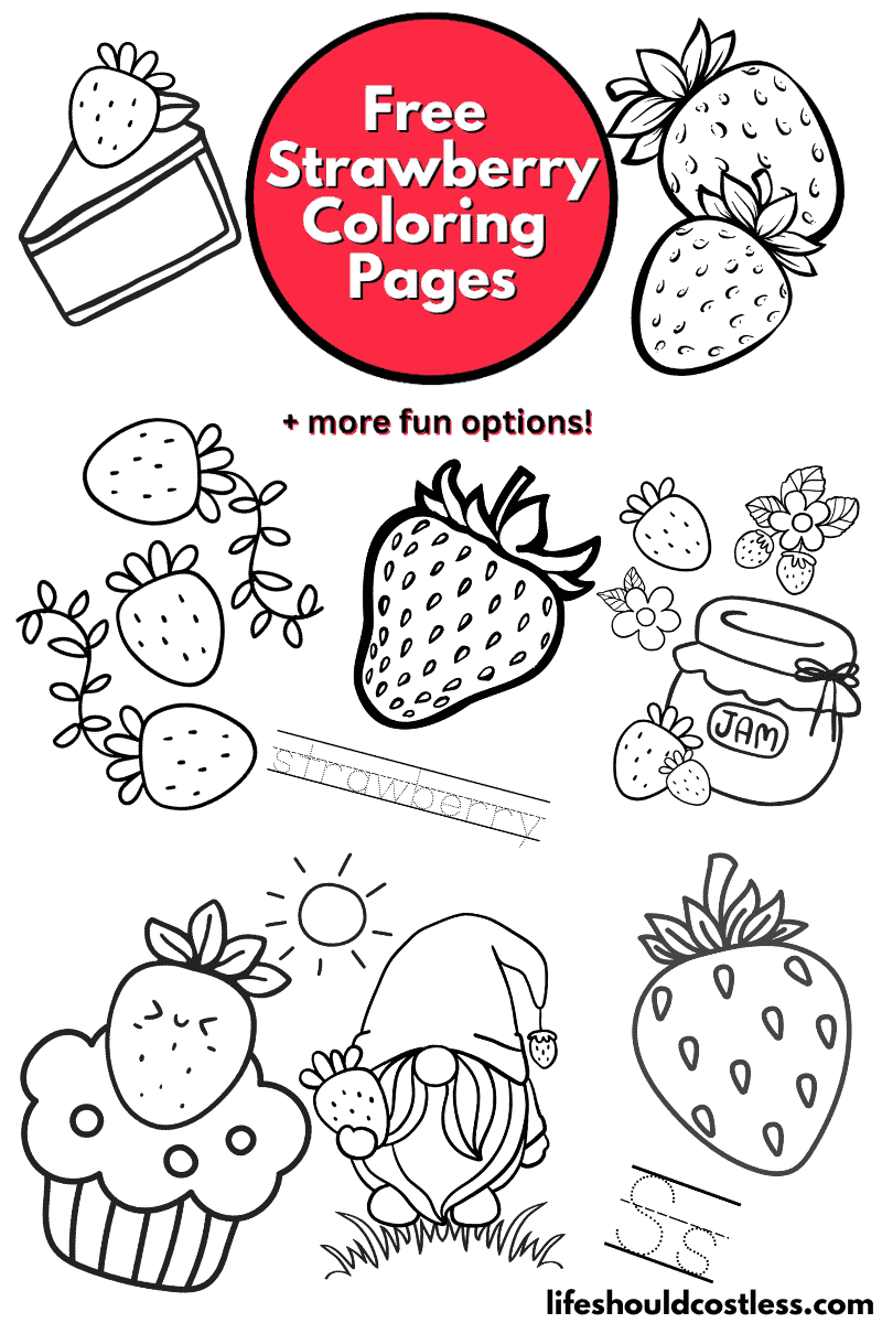 Strawberry coloring pages free printable pdf templates