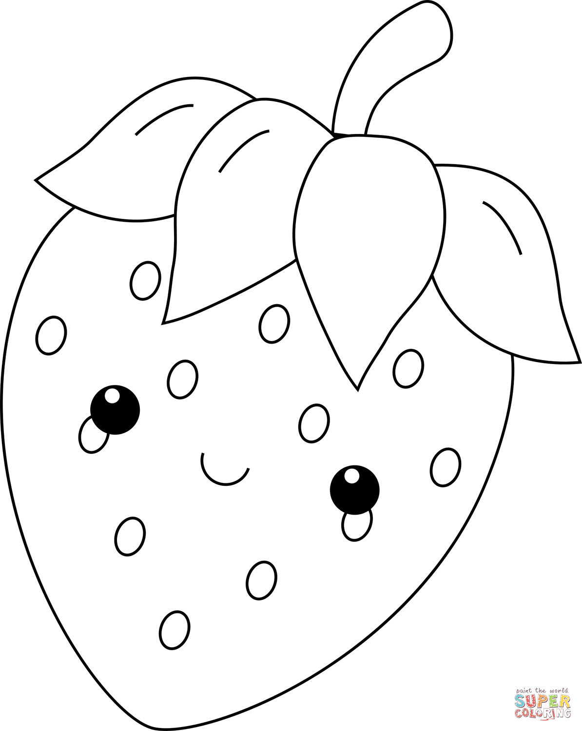 Kawaii strawberry coloring page free printable coloring pages