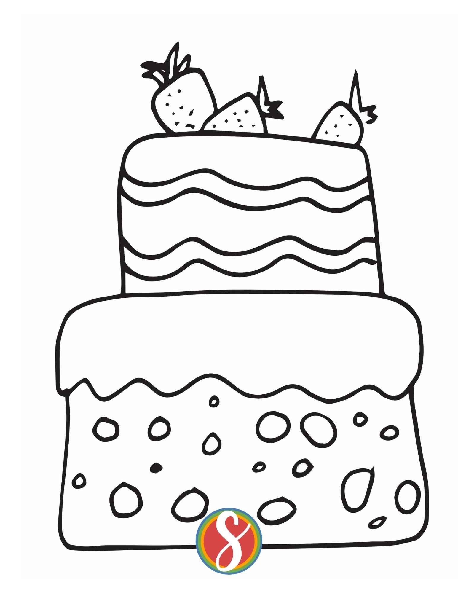 Free cake coloring pages â stevie doodles