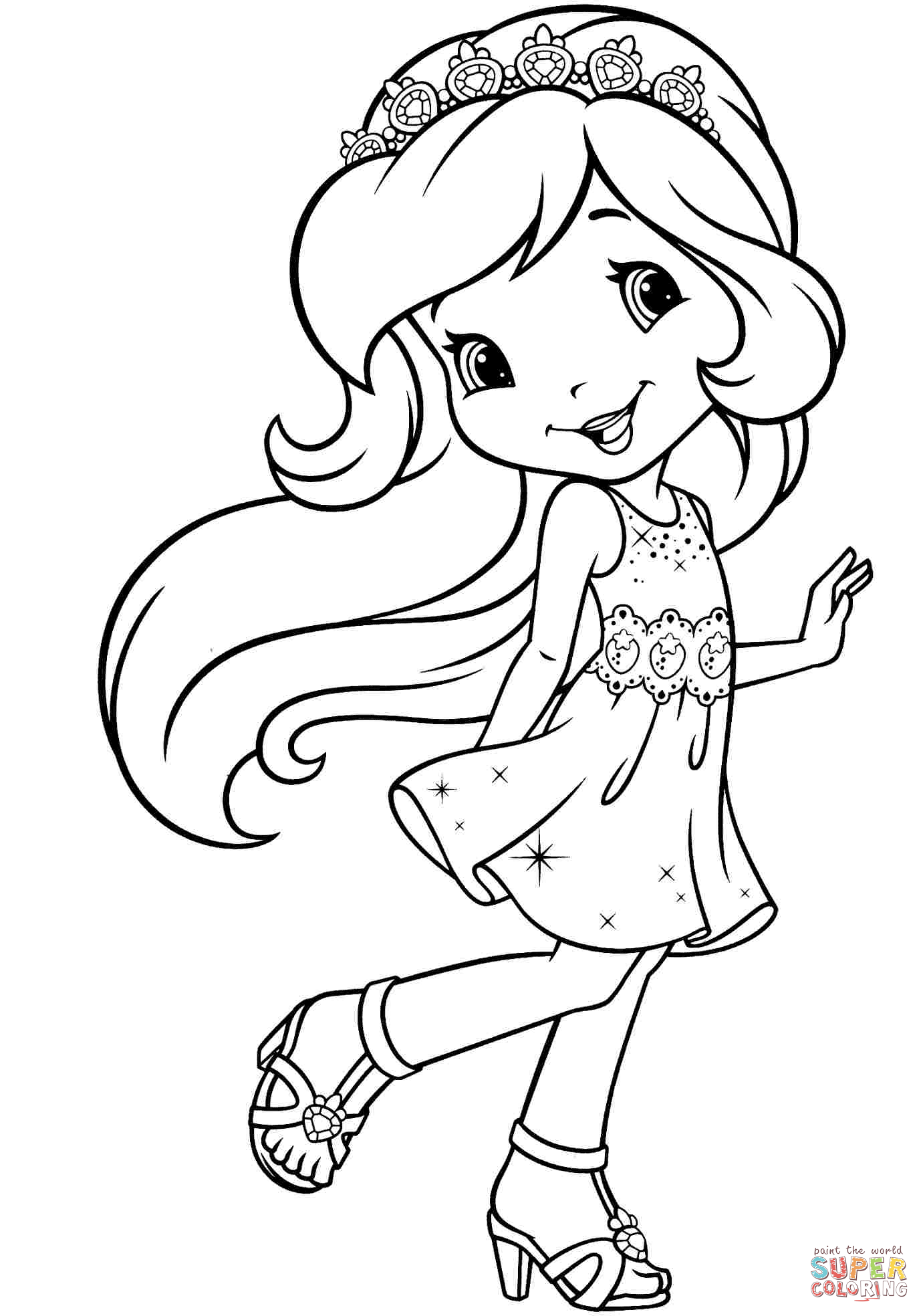 Princess strawberry shortcake coloring page free printable coloring pages