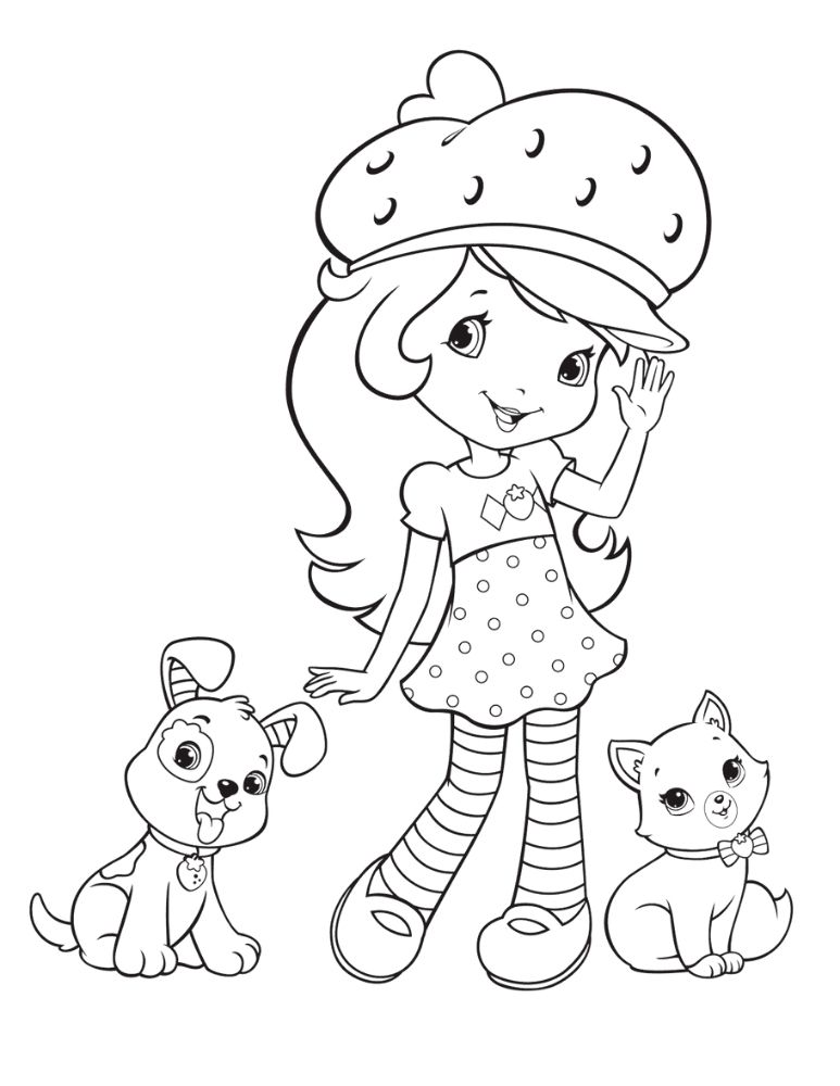 Free strawberry shortcake and puppies coloring sheet sheet and pdf to print