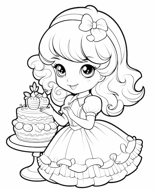 Premium ai image berrylicious delight cartoon strawberry shortcake coloring page for kids