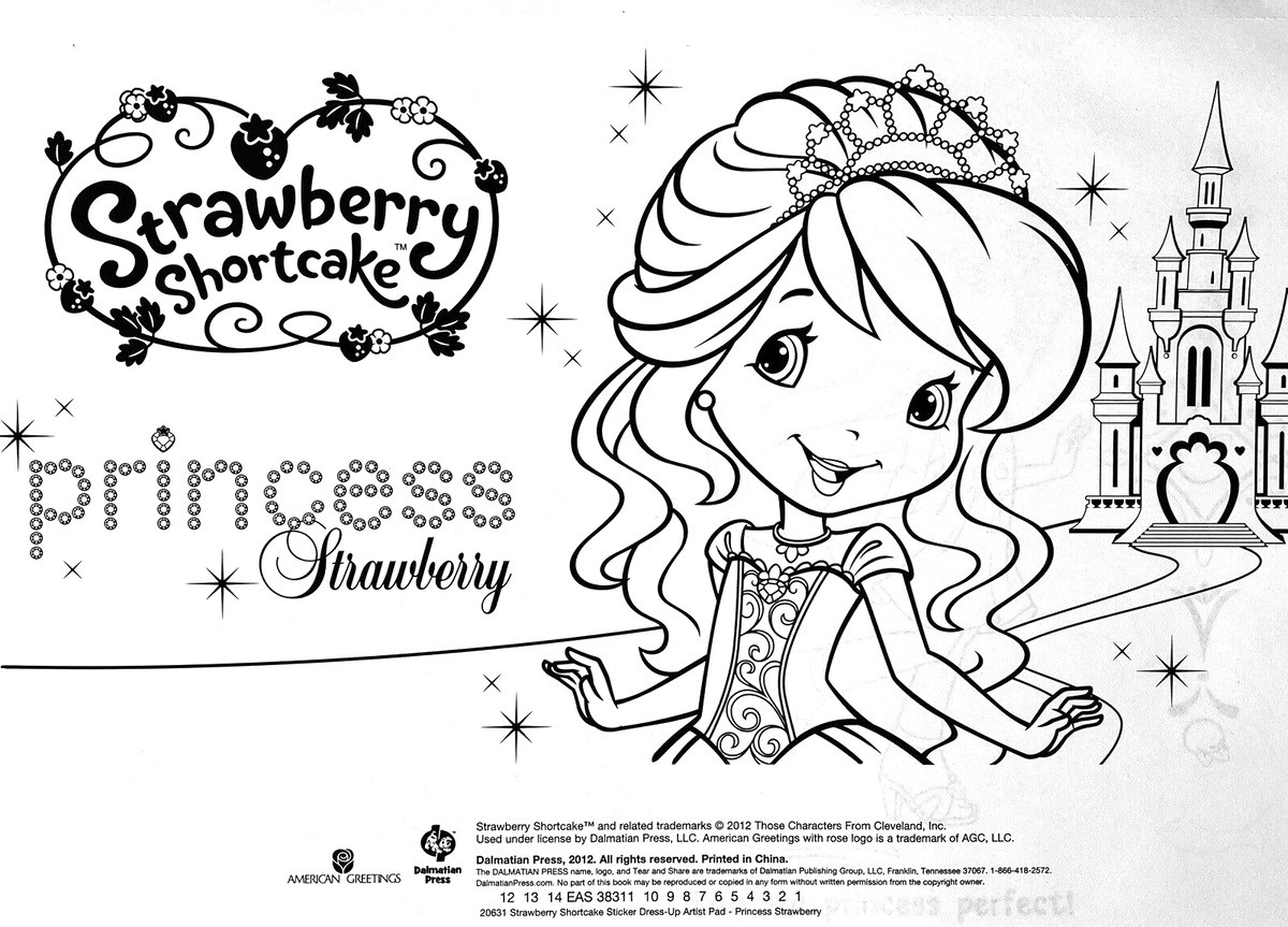 Strawberry shortcake princess sticker dress up paper doll coloring pages book