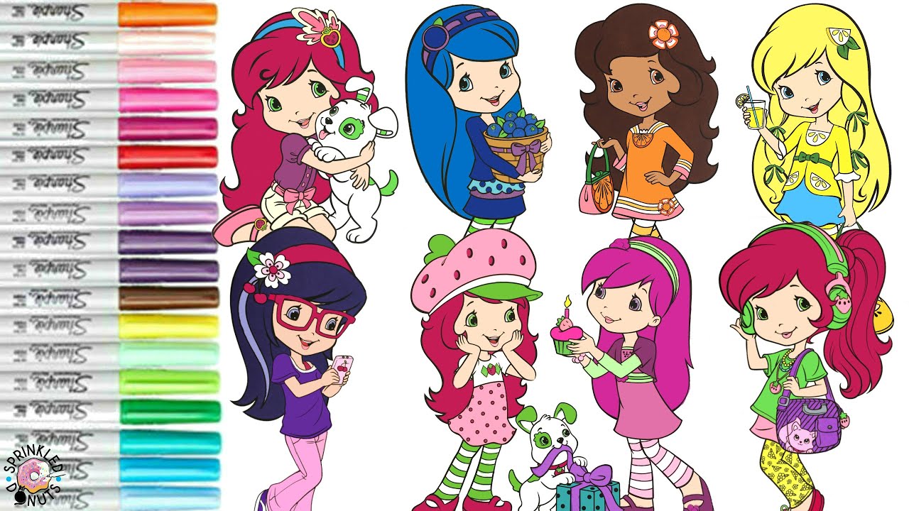 Strawberry shortcake and friends coloring book copilation cherry ja orange blosso blueberry