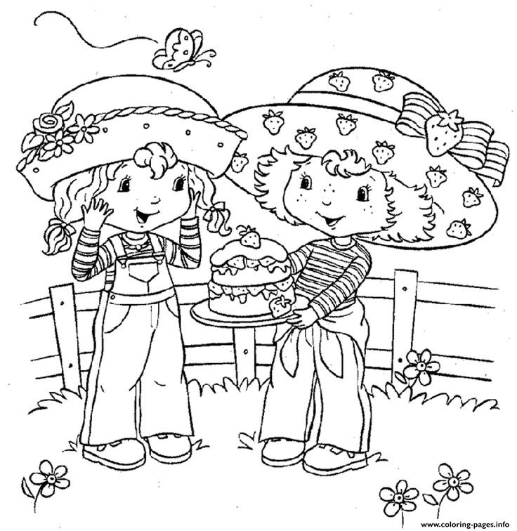 Print strawberry shortcake sharing flavorite dessert with angel cakeff colorâ strawberry shortcake coloring pages strawberry shortcake cartoon coloring pages