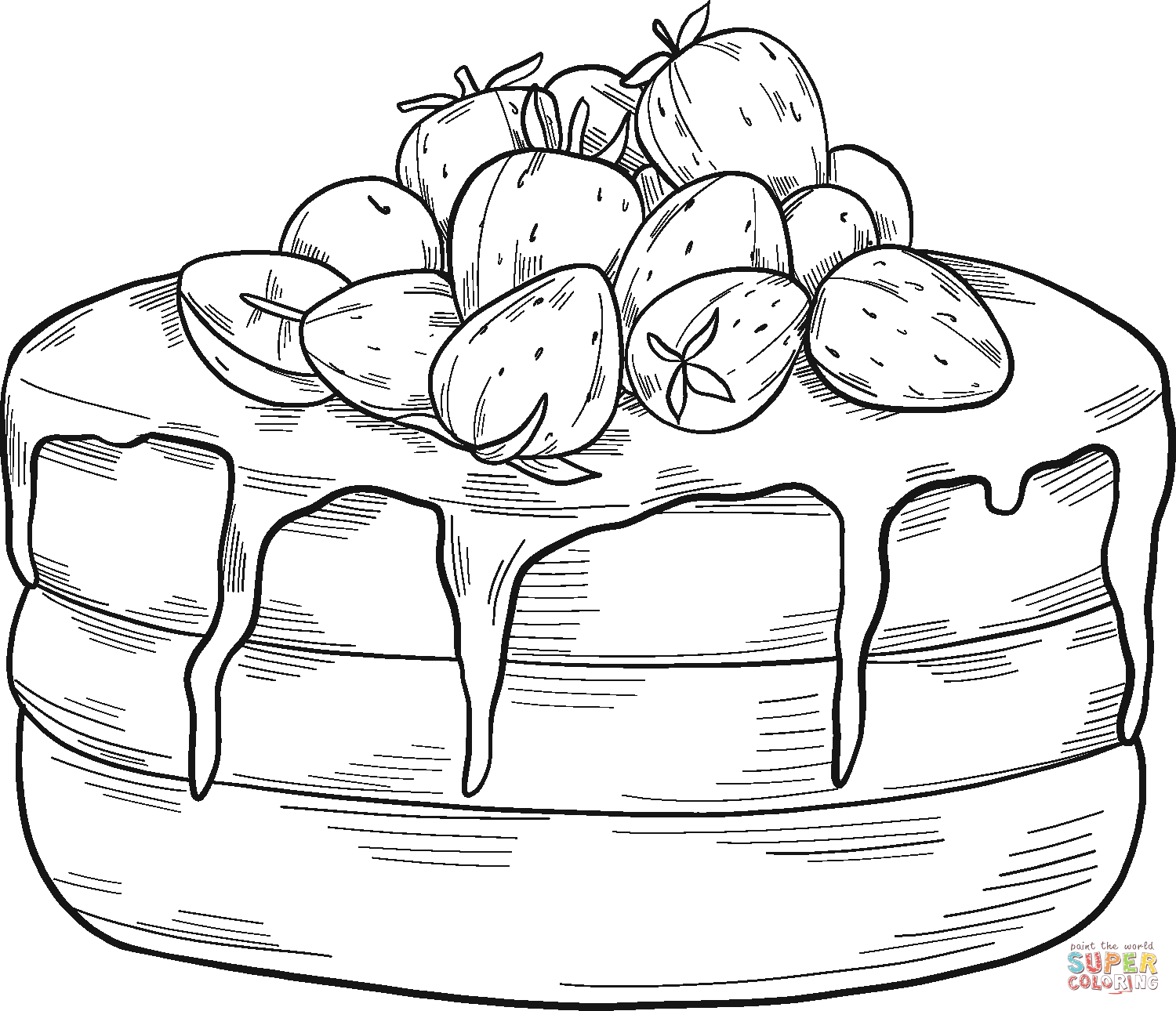 Strawberry cake coloring page free printable coloring pages