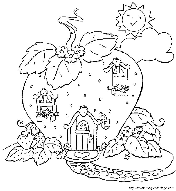 Coloring strawberry shortcake page the beautiful house of strawberry shortcake to print out or color online