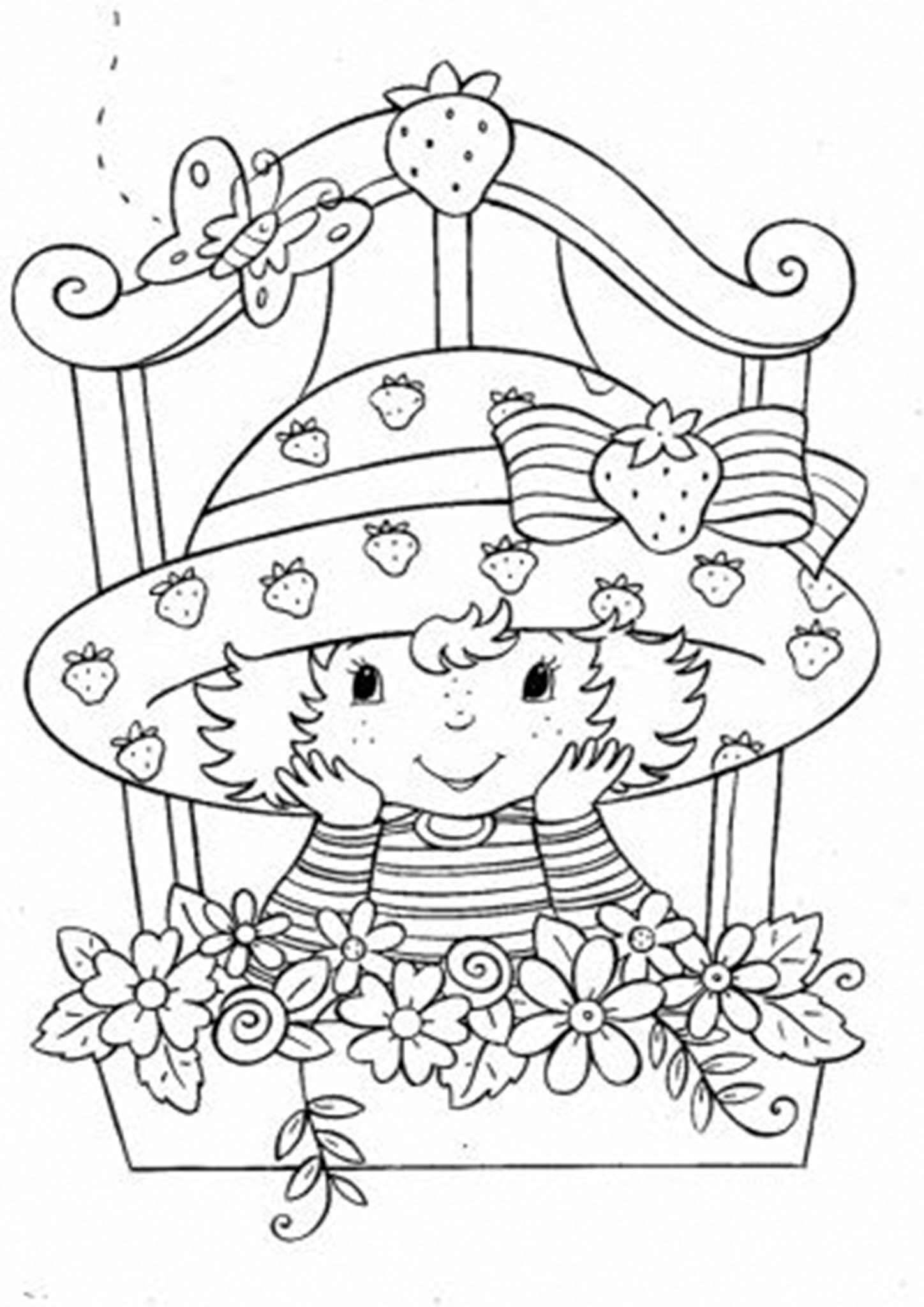 Free easy to print strawberry shortcake coloring pages