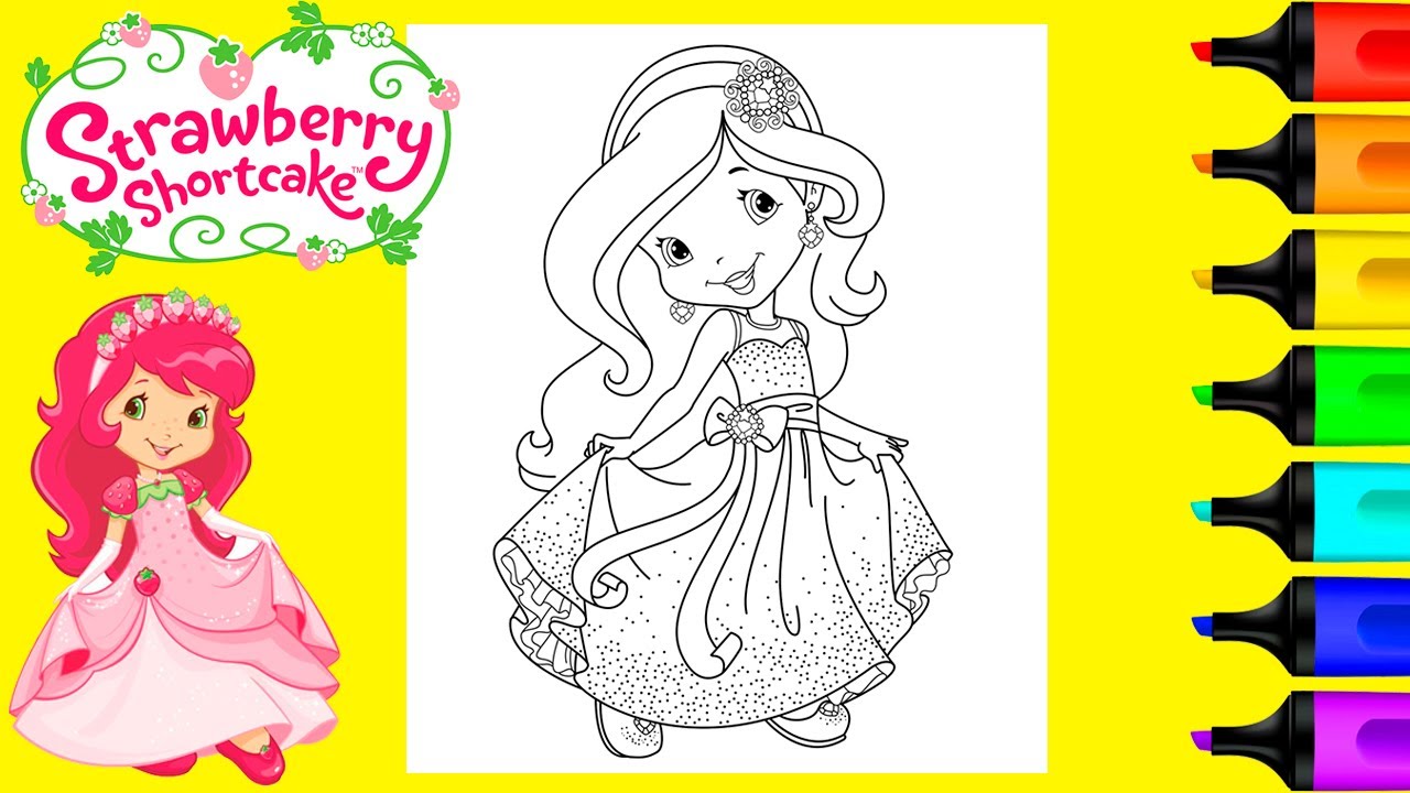 Coloring strawberry shortcake princess dress coloring page markers art and coloring fun