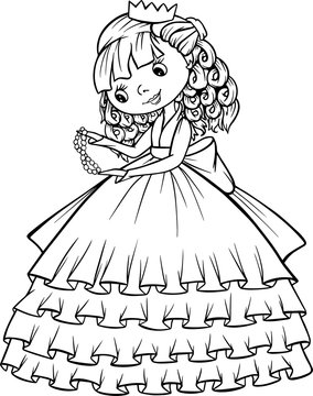 Princess coloring pages with beads queen outline vector illustration baby picture black and white page print poster character vector