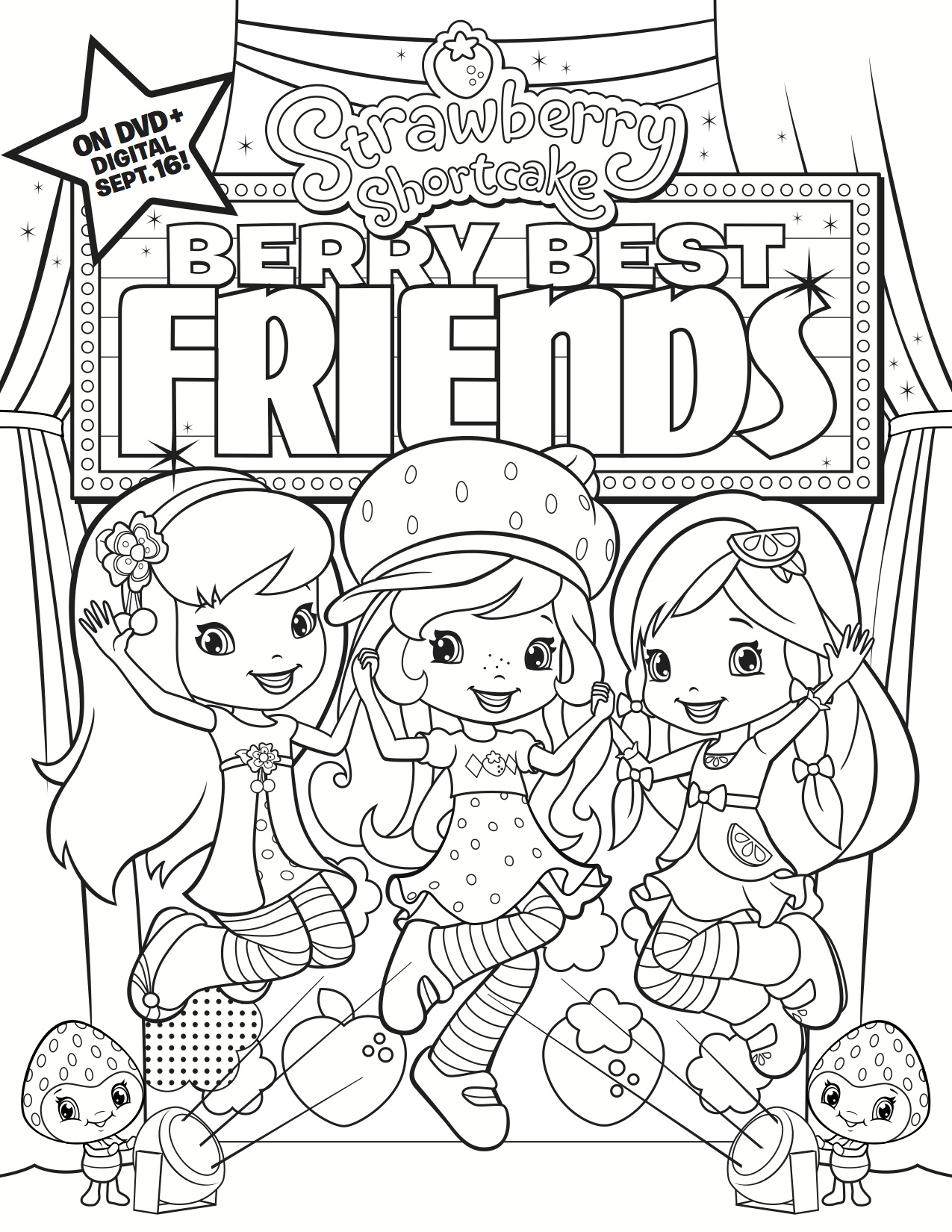 Free printable strawberry shortcake coloring page