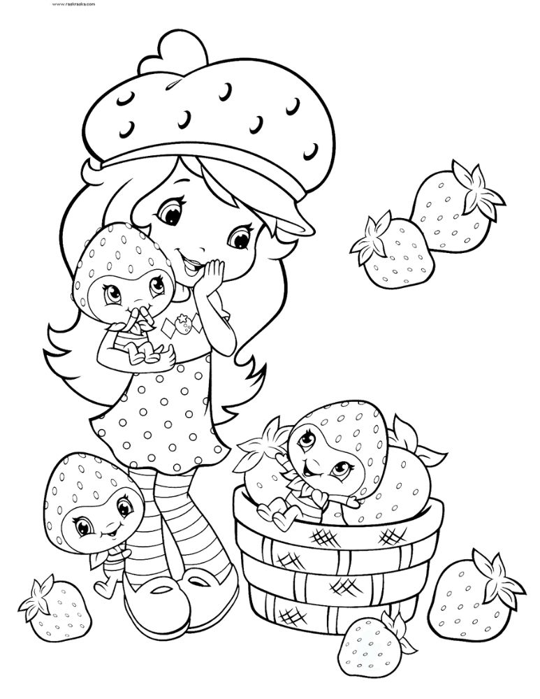 Free strawberry shortcake and strawberry coloring sheet sheet and pdf to print