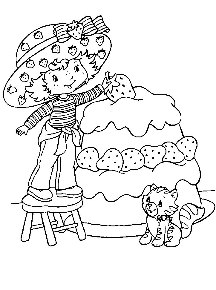 Coloring pages strawberry cake coloring pages