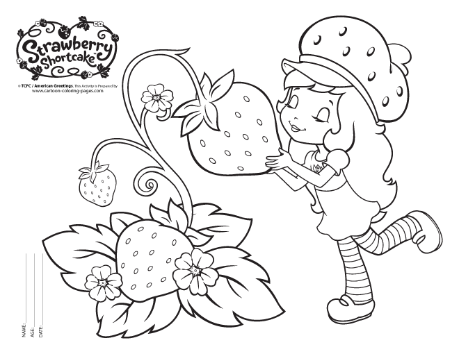 Strawberry shortcake coloring page to print