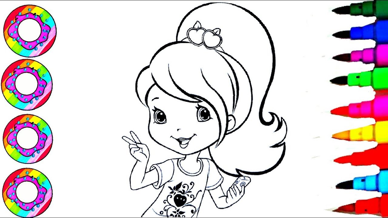 Coloring drawings strawberry shortcake with golden sparkle hair coloring sheets coloring pages